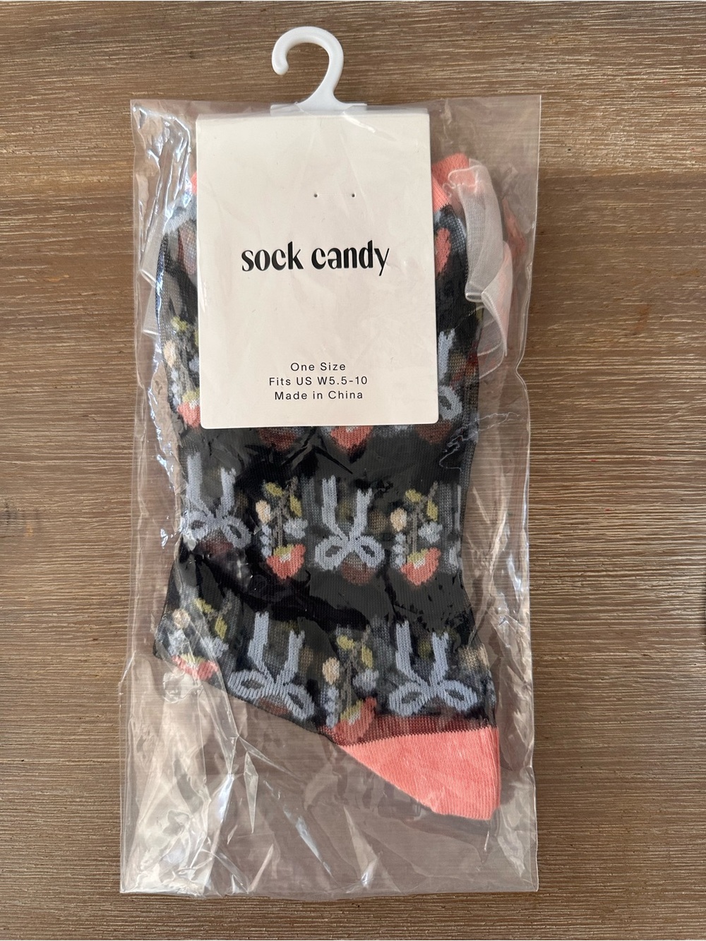 Sock Candy Women’s Floral Ankle Socks - Black with Pink Accents